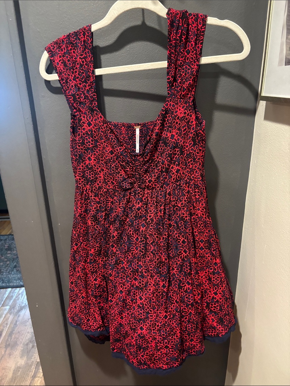 Free People Black Camisole with Red Floral Print
